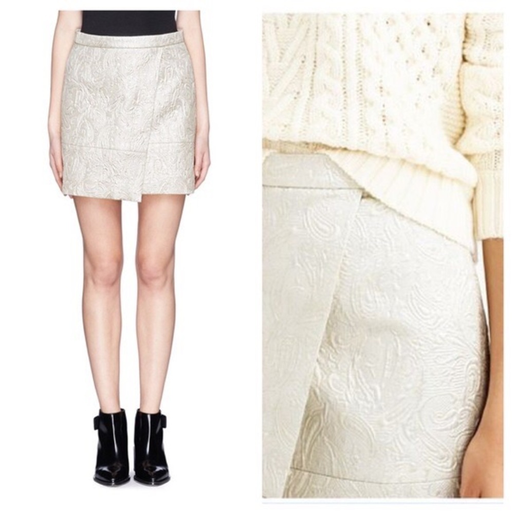 J.Crew Origami Skirt in Metallic Silver/White Gold